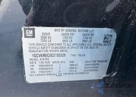 2014 Chevrolet Silverado K1500 Lt from USA, damaged, VIN 1GCVKREC6EZ105328